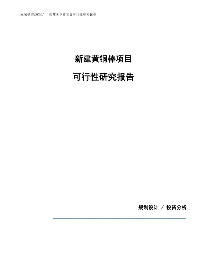 新建黄铜棒项目可行性研究报告(投资申报).docx