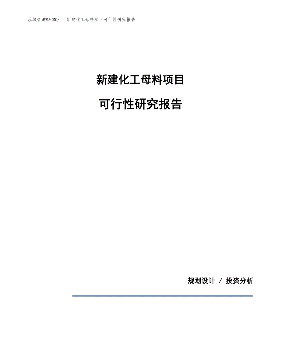 新建化工母料项目可行性研究报告(投资申报).docx_第1页