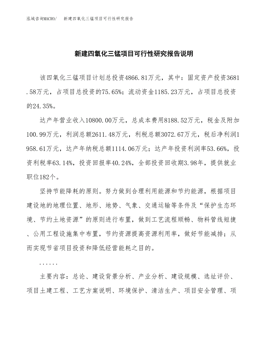 新建四氧化三锰项目可行性研究报告(投资申报).docx_第2页