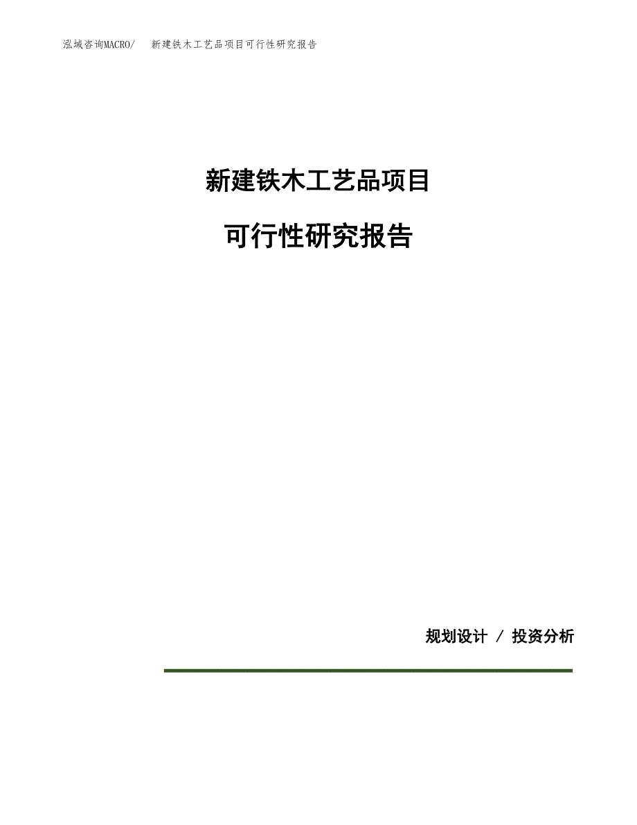 新建铁木工艺品项目可行性研究报告(投资申报).docx_第1页