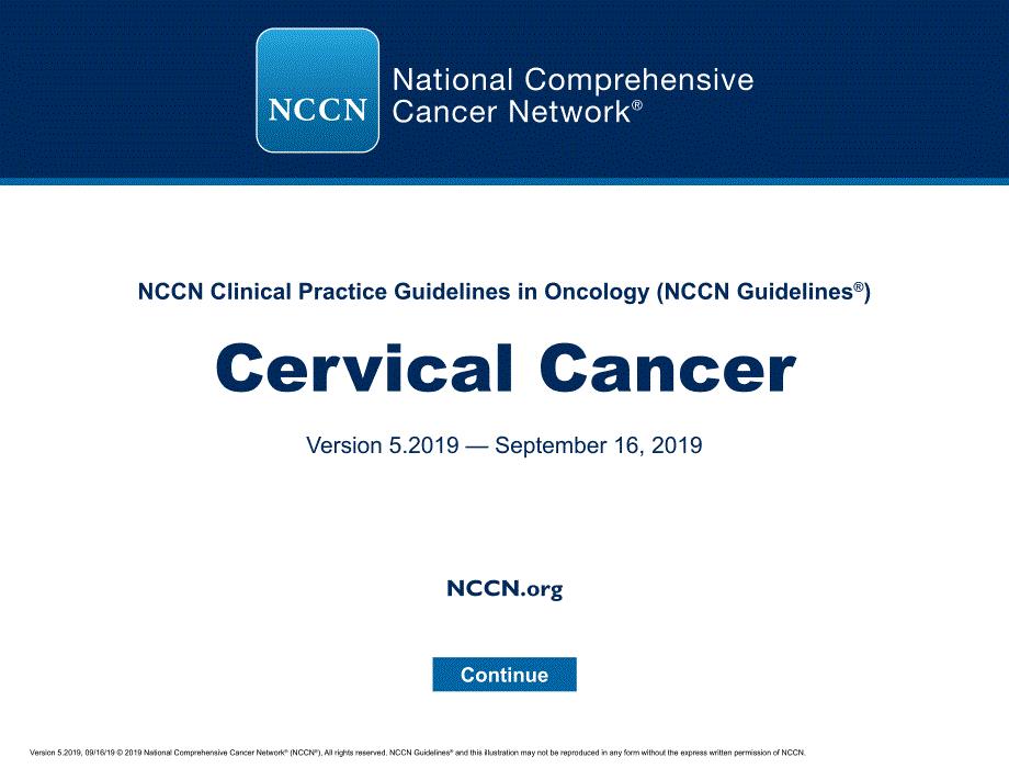 NCCN临床实践指南_宫颈癌(2019.V5)英文版