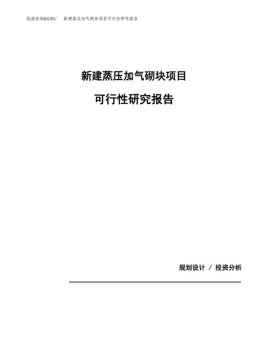 新建蒸压加气砌块项目可行性研究报告(投资申报).docx_第1页