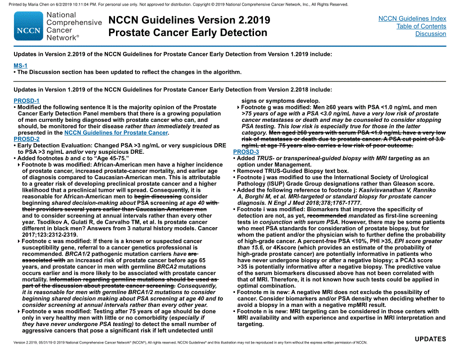 NCCN临床实践指南_前列腺癌早期检测(2019.V2)英文版_第4页