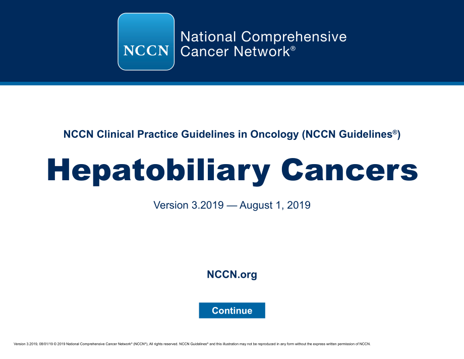 NCCN临床实践指南_肝胆肿瘤(2019.V3)英文版_第1页