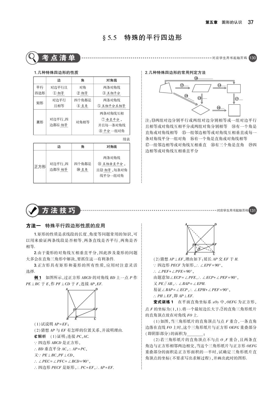 （河北专版）2019年中考数学一轮复习第五章图形的认识5.5特殊的平行四边形（讲解部分）素材（pdf）_第1页