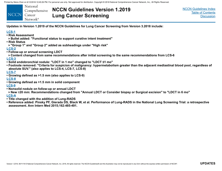 NCCN临床实践指南_肺癌筛查（2019.V1）英文版_第4页