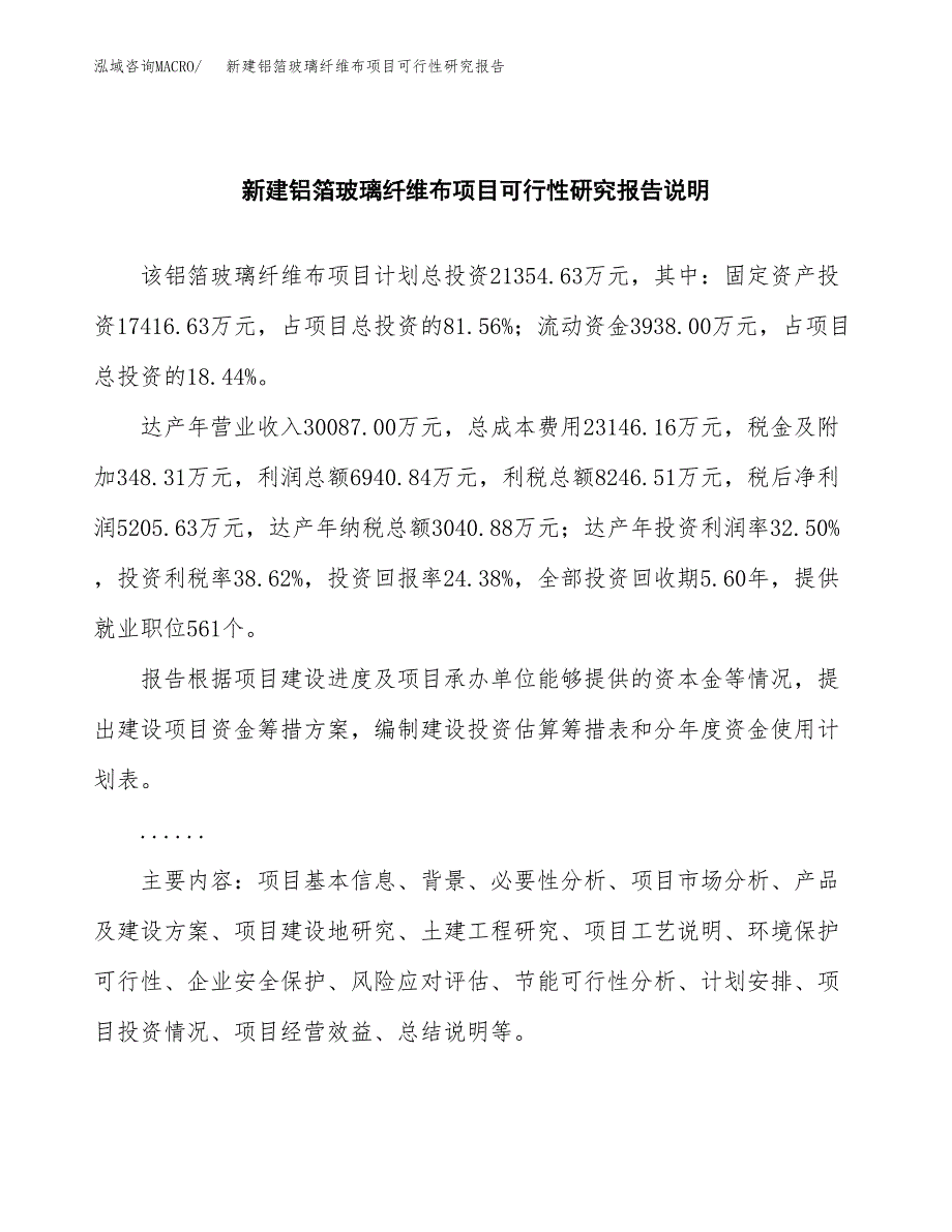 新建铝箔玻璃纤维布项目可行性研究报告(投资申报).docx_第2页