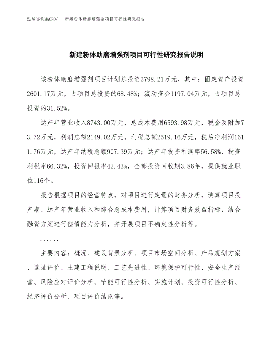 新建粉体助磨增强剂项目可行性研究报告(投资申报).docx_第2页