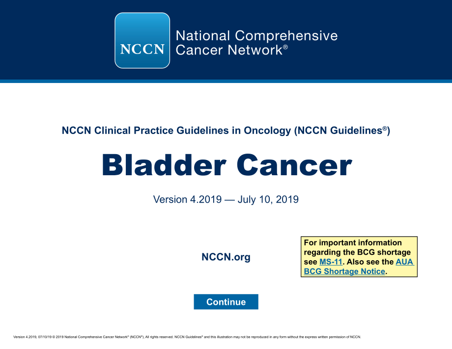 NCCN临床实践指南_膀胱癌(2019.V4)英文版_第1页