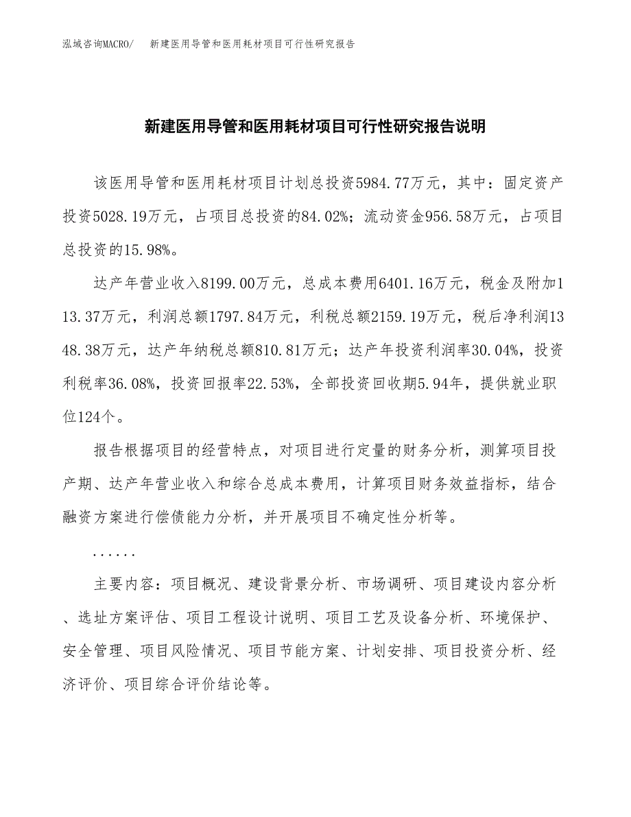 新建医用导管和医用耗材项目可行性研究报告(投资申报).docx_第2页