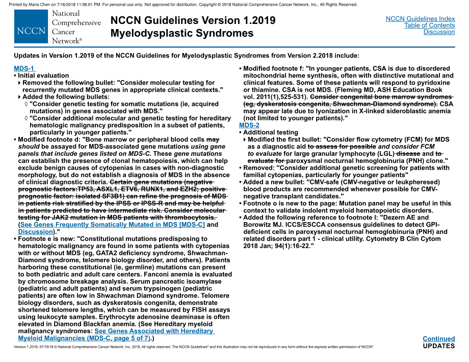 NCCN临床实践指南_骨髓增生异常综合征(2019.V1)英文版_第4页
