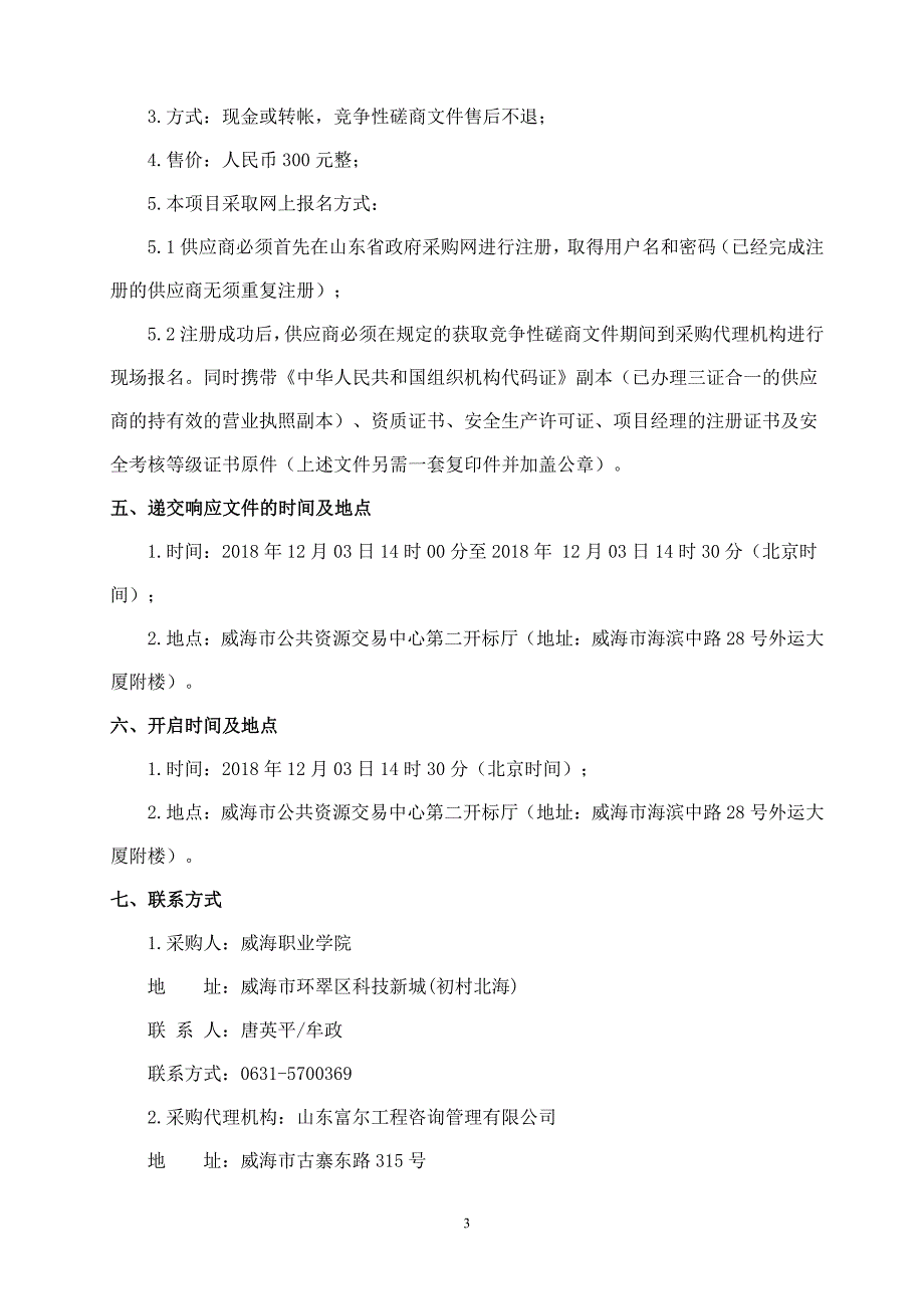 威海职业学院南广场照明工程招标文件_第4页