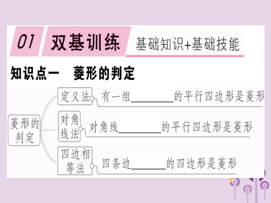 2019春八年级数学下册第十八章平行四边形18.2特殊的平行四边形18.2.2.2菱形的判定习题课件新版新人教版201901231142_第1页