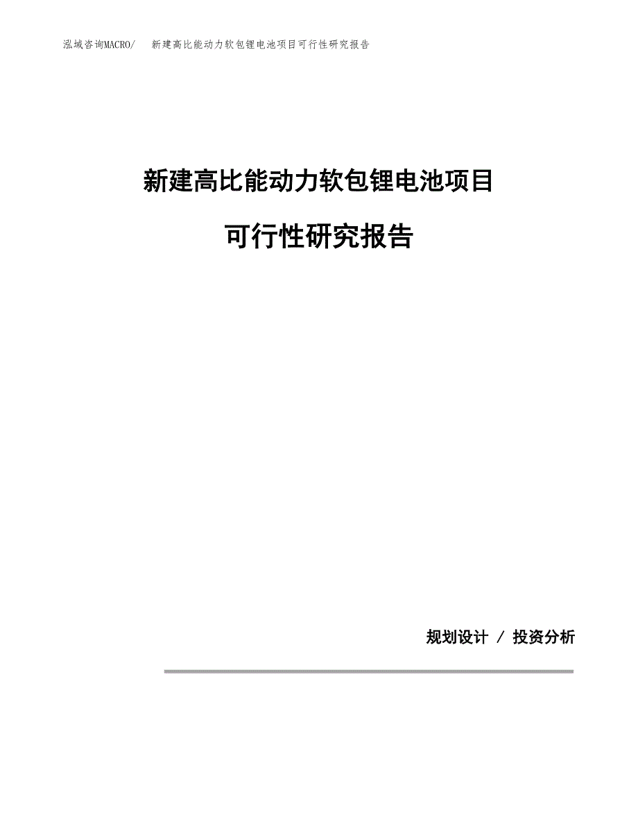 新建高比能动力软包锂电池项目可行性研究报告(投资申报).docx_第1页