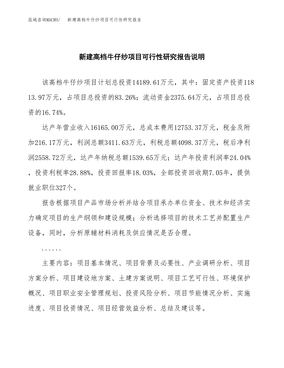 新建高档牛仔纱项目可行性研究报告(投资申报).docx_第2页