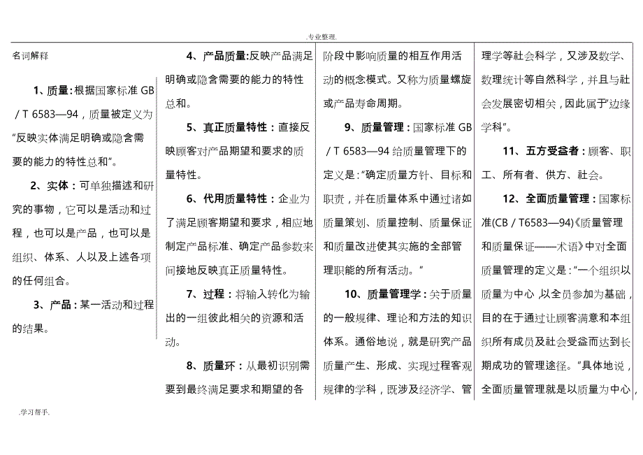 自学考试质量管理学复习重点_第1页