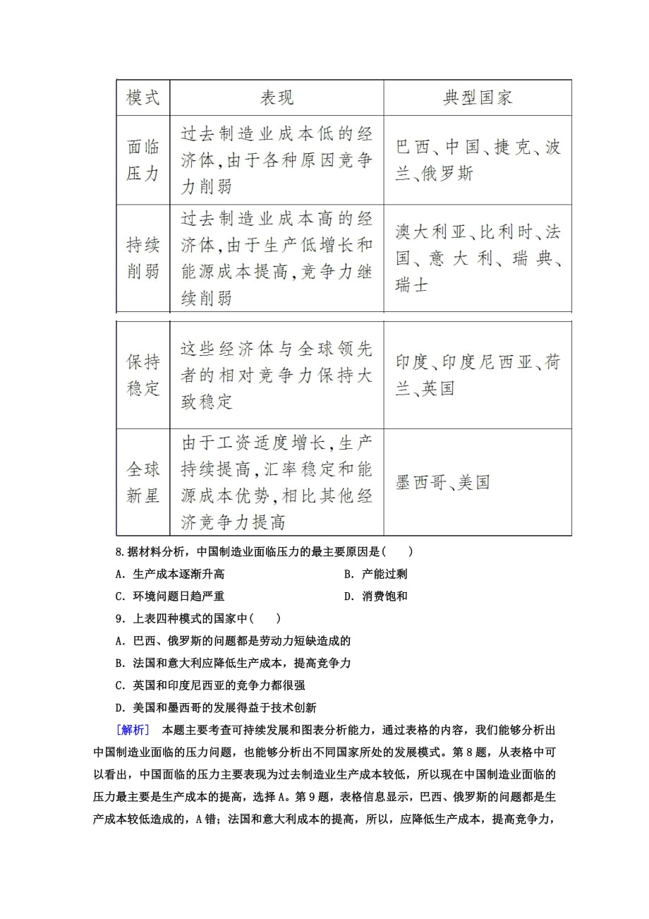 2019年高考地理二轮专题复习检测区域可持续发展_第4页