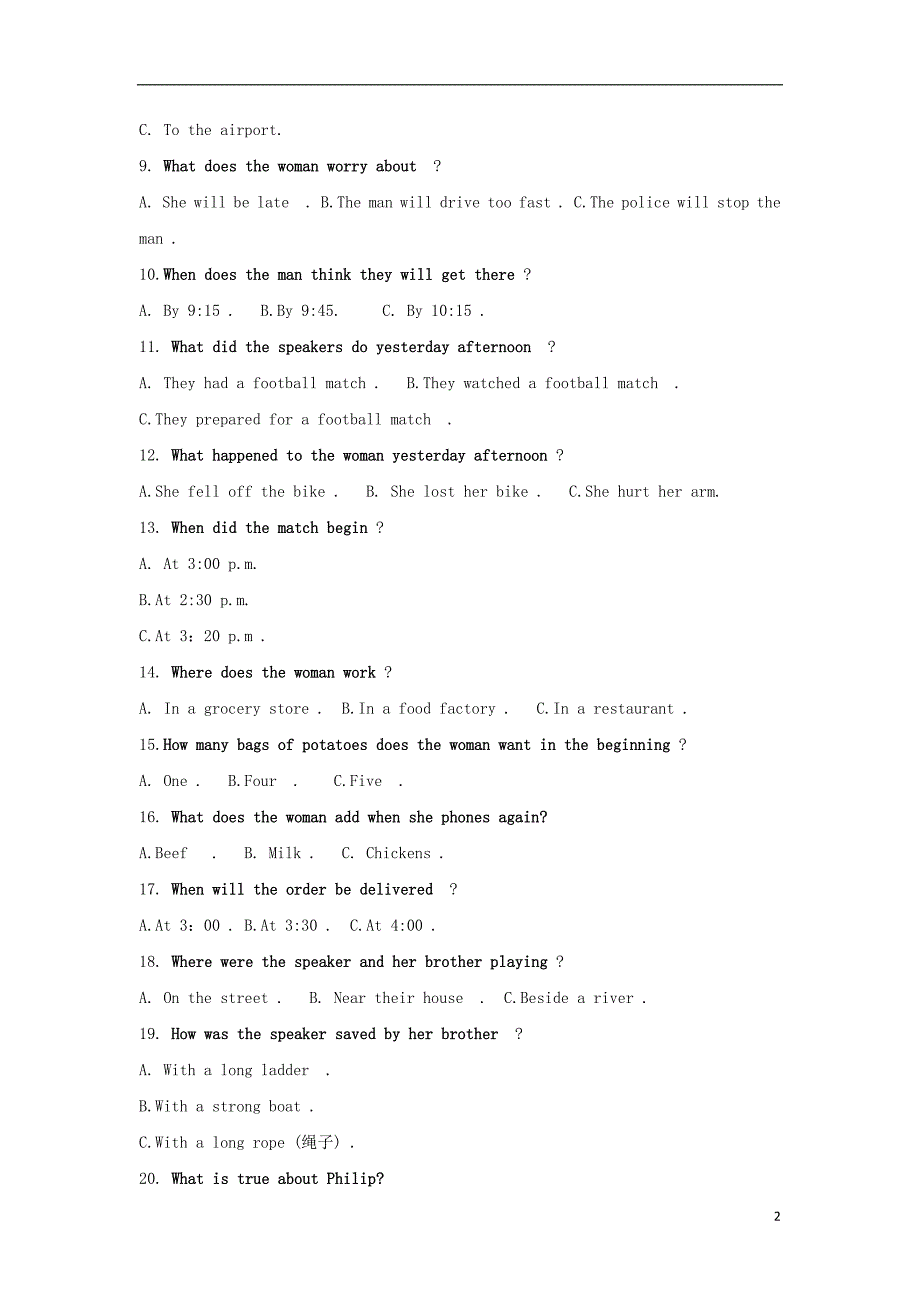 河北省临漳县第一中学2018_2019学年高一英语下学期第二次月考试题_第2页