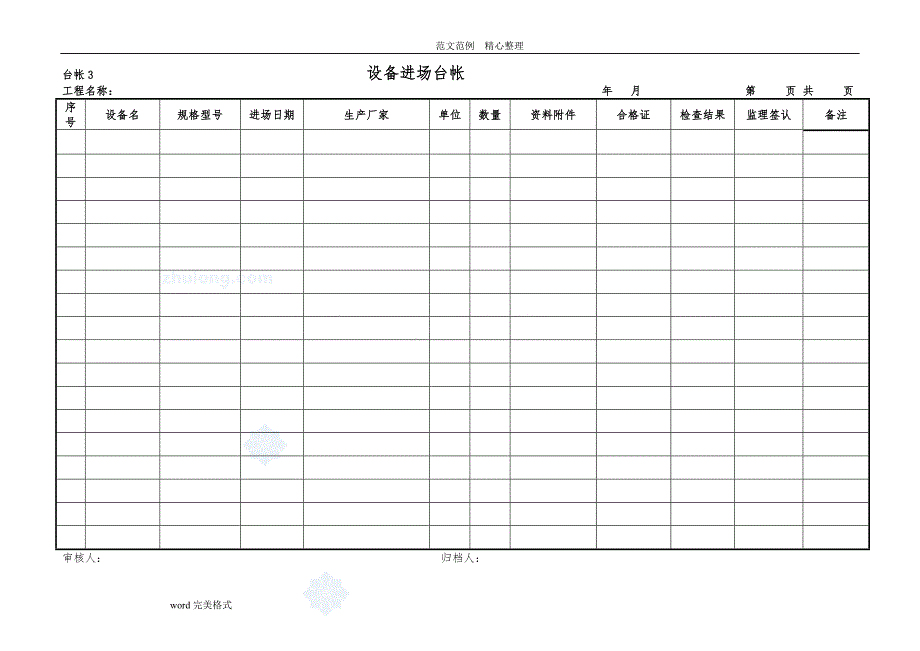 工程项目常用台账记录文本表格_第3页