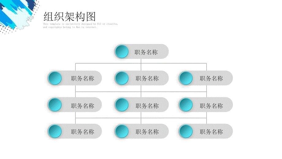 蓝色微粒体企业组织架构图PPT模板_第5页