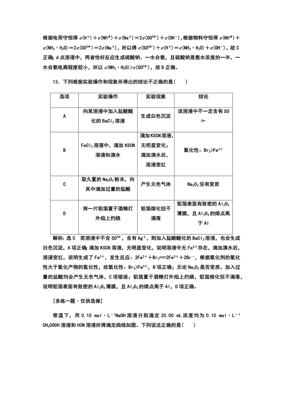 2018-2019学年广东云浮一中届高三化学二轮选择题提速练习卷_第4页