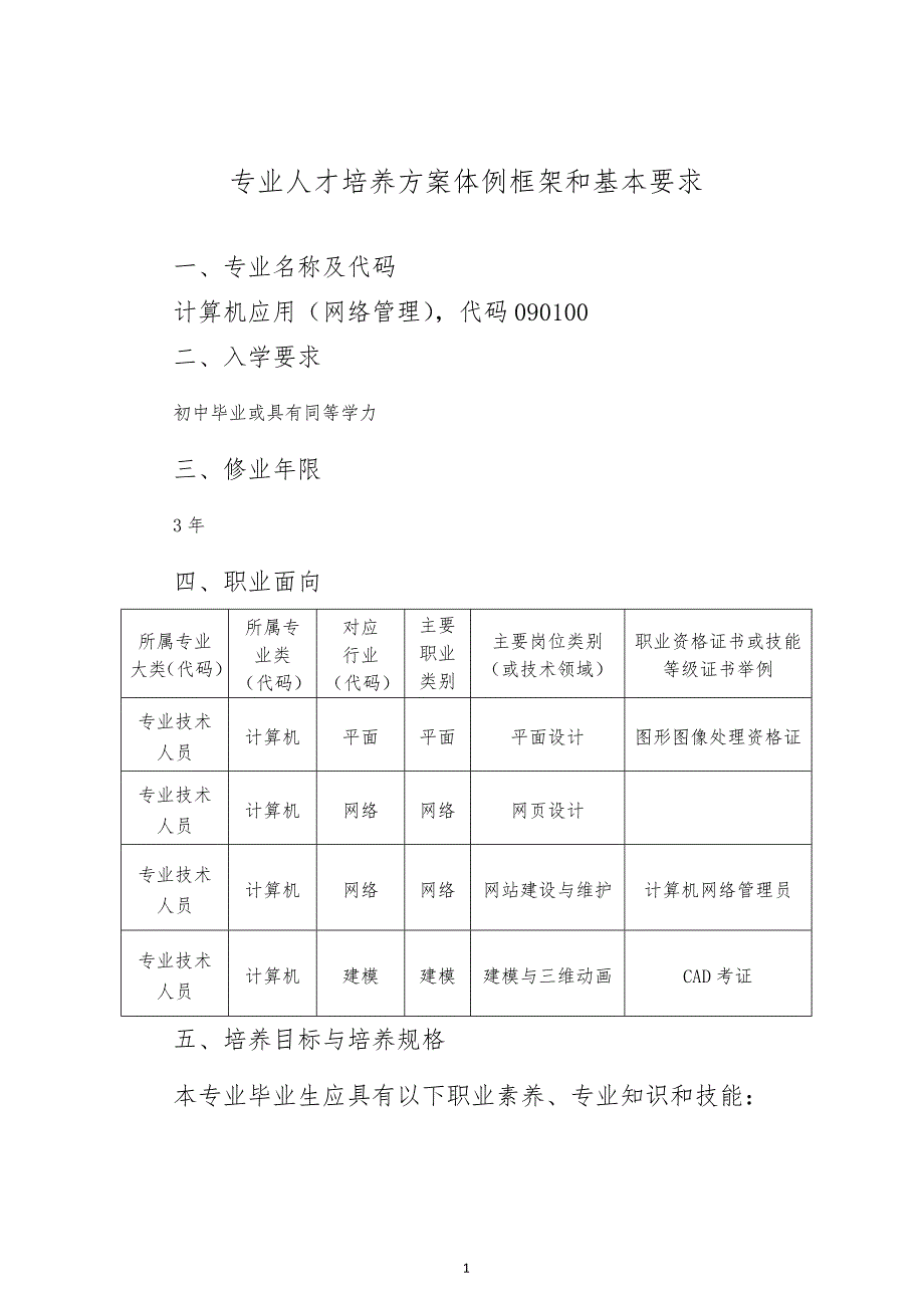 专业人才培养方案体例框架和基本要求（改)（1)_第1页