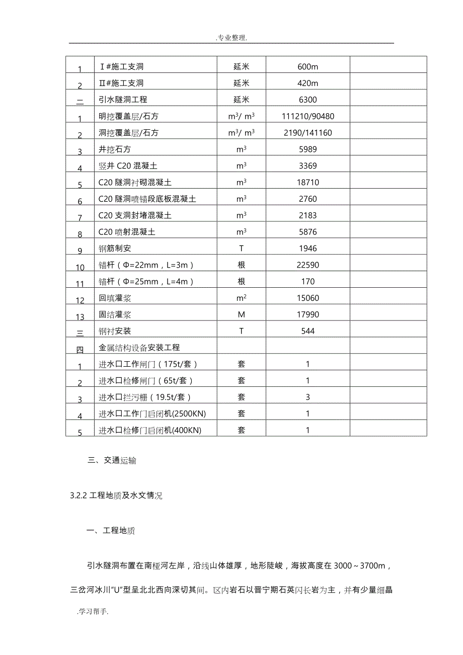 引水隧洞隧道工程施工组织设计方案_第3页