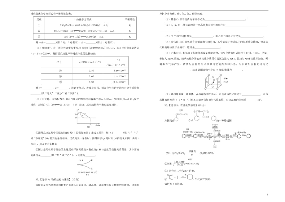 2019年高考化学考前提分仿真试题（一）_4160_第3页