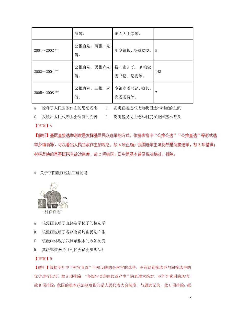 （同步精品课堂）2018_2019学年高中历史第21课民主政治建设的曲折发展（测）（提升版）（含解析）新人教版必修1_第2页