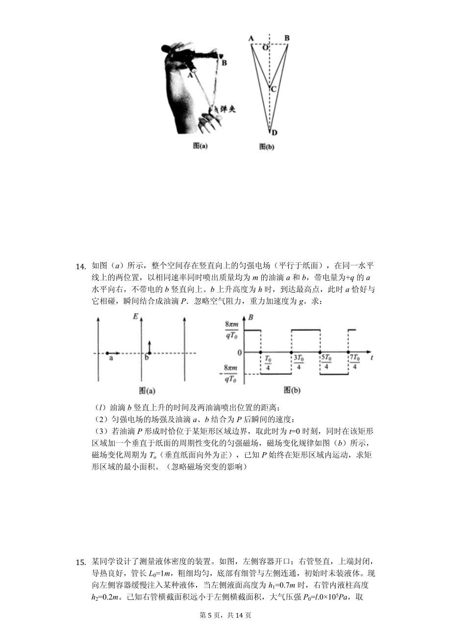 2020年湖南省郴州市高考物理仿真试卷解析版_第5页