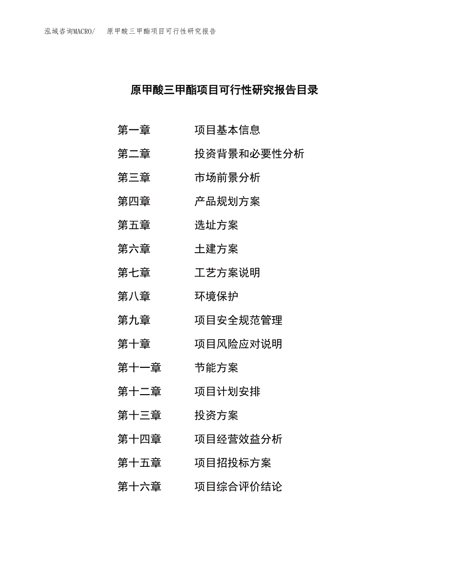 原甲酸三甲酯项目可行性研究报告样例参考模板.docx_第3页