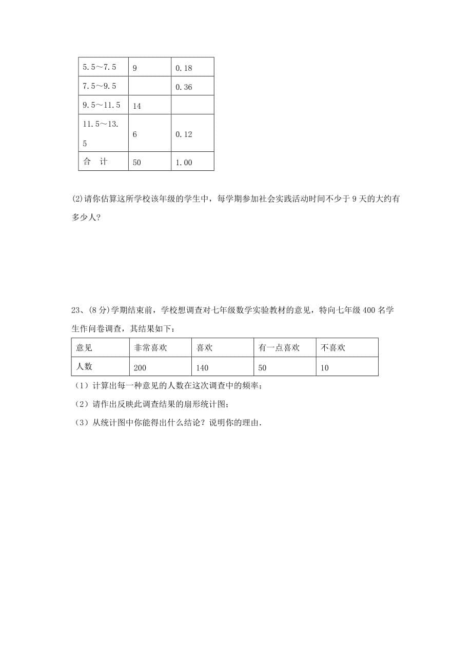 华东师大版八年级数学上册第15章数据的收集与表示单元综合测试5_第5页