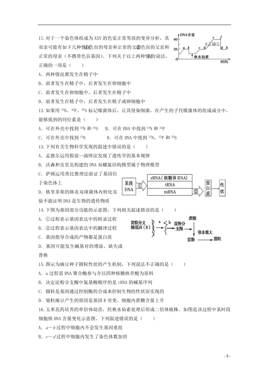 河南省中牟县第一高级中学2018_2019学年高二生物上学期第十五次双周考试题201903040142_第3页