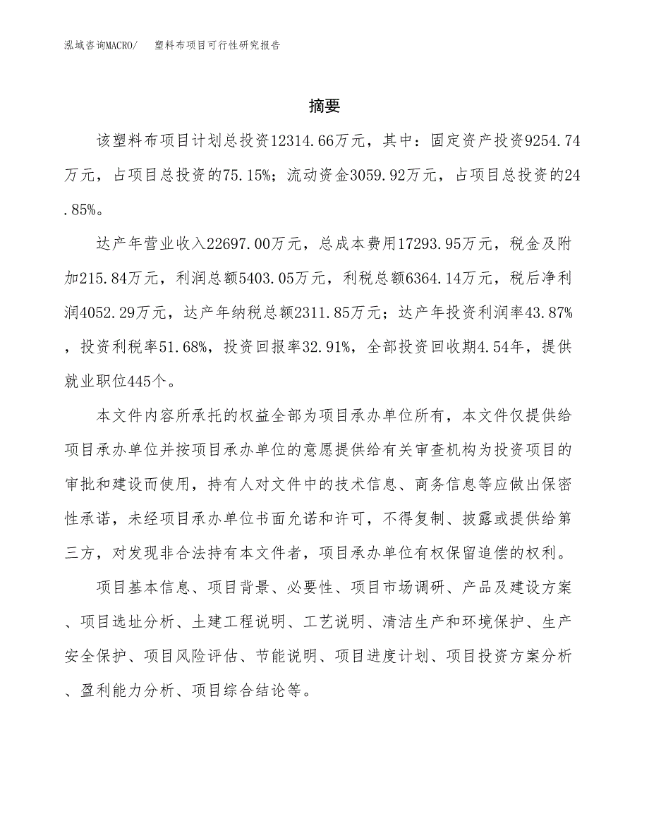 塑料布项目可行性研究报告样例参考模板.docx_第2页