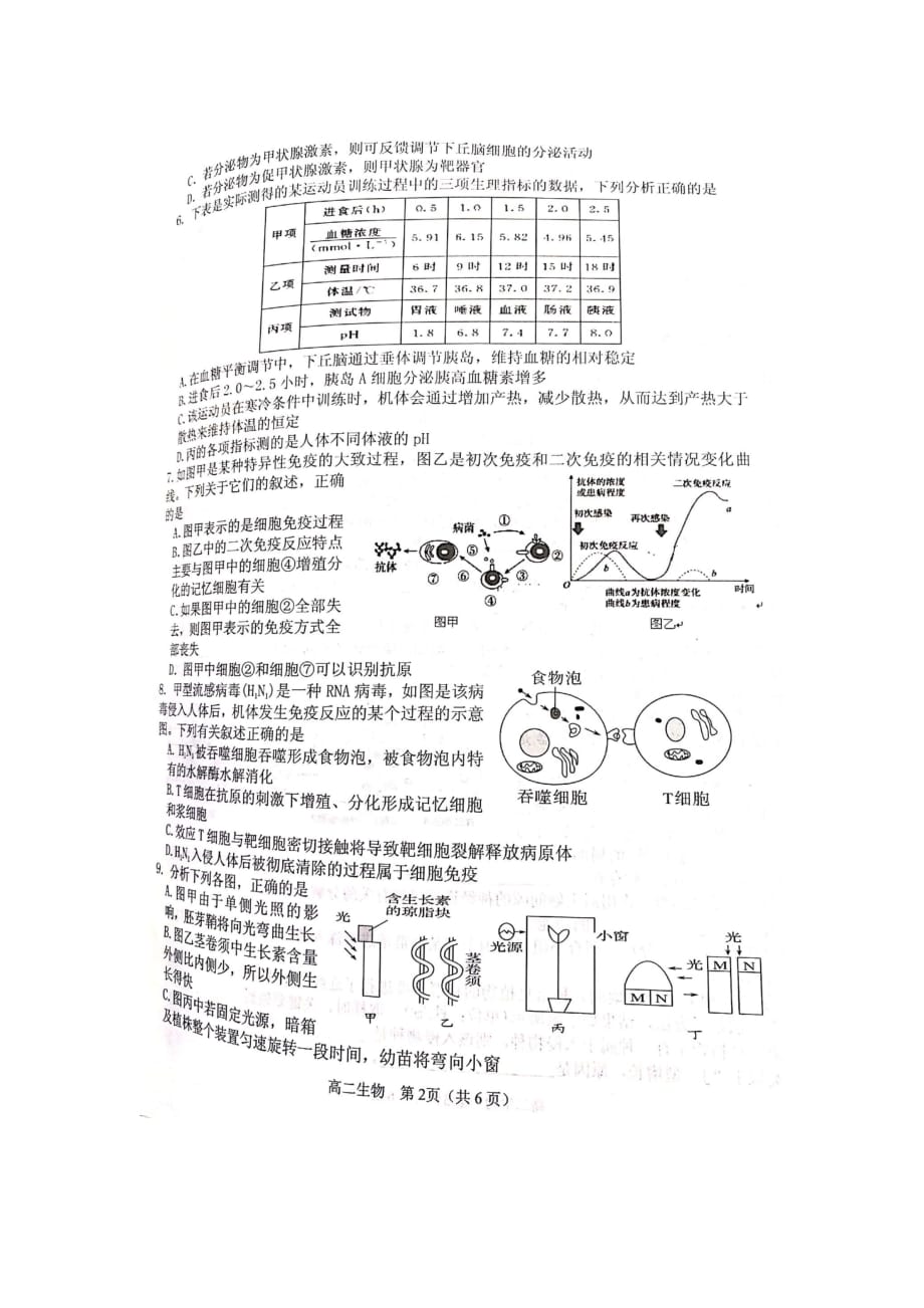 湖南省衡阳县2018_2019学年高二生物上学期期末考试试卷（扫描版）_第2页