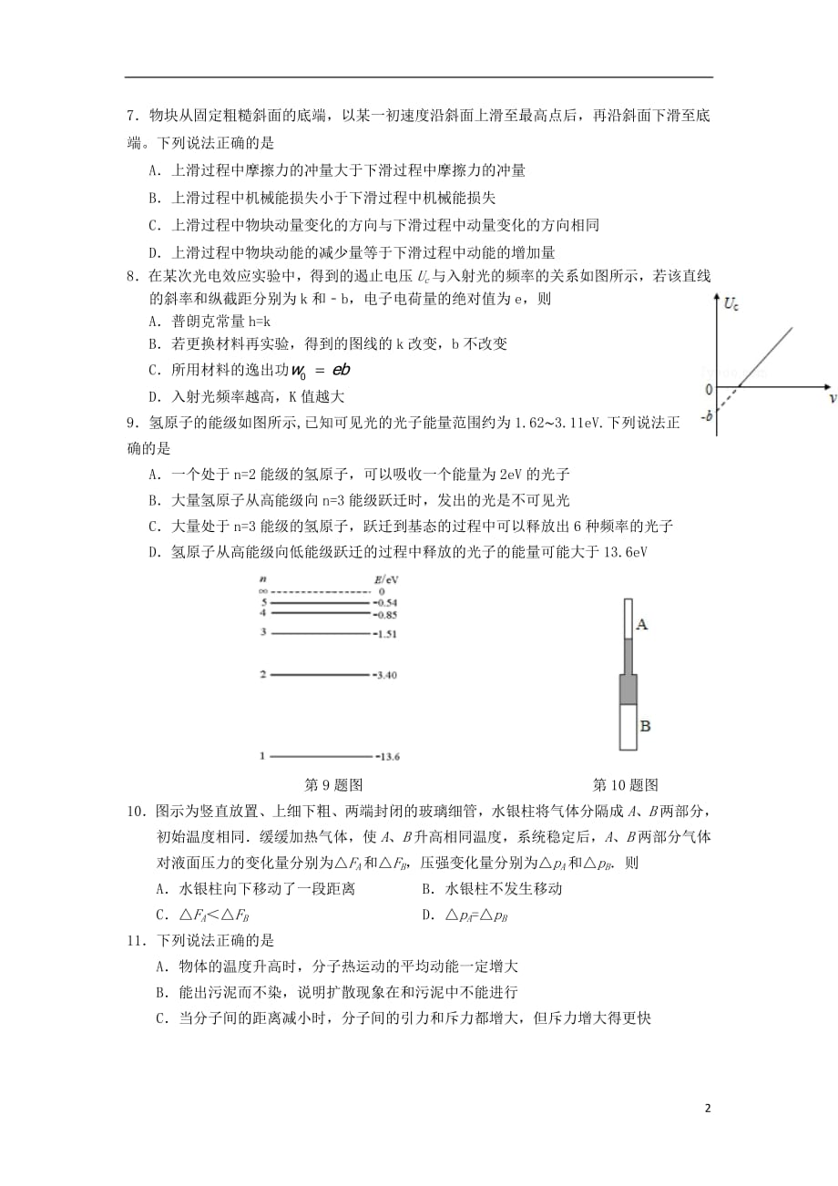 湖北省2018_2019学年高二物理下学期期中试题（无答案）_第2页