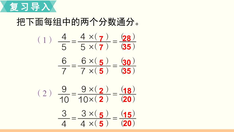 苏教版小学数学五年级下册 第四单元 分数的意义和性质 第12课时 异分母分数的大小比较 教学课件PPT_第2页