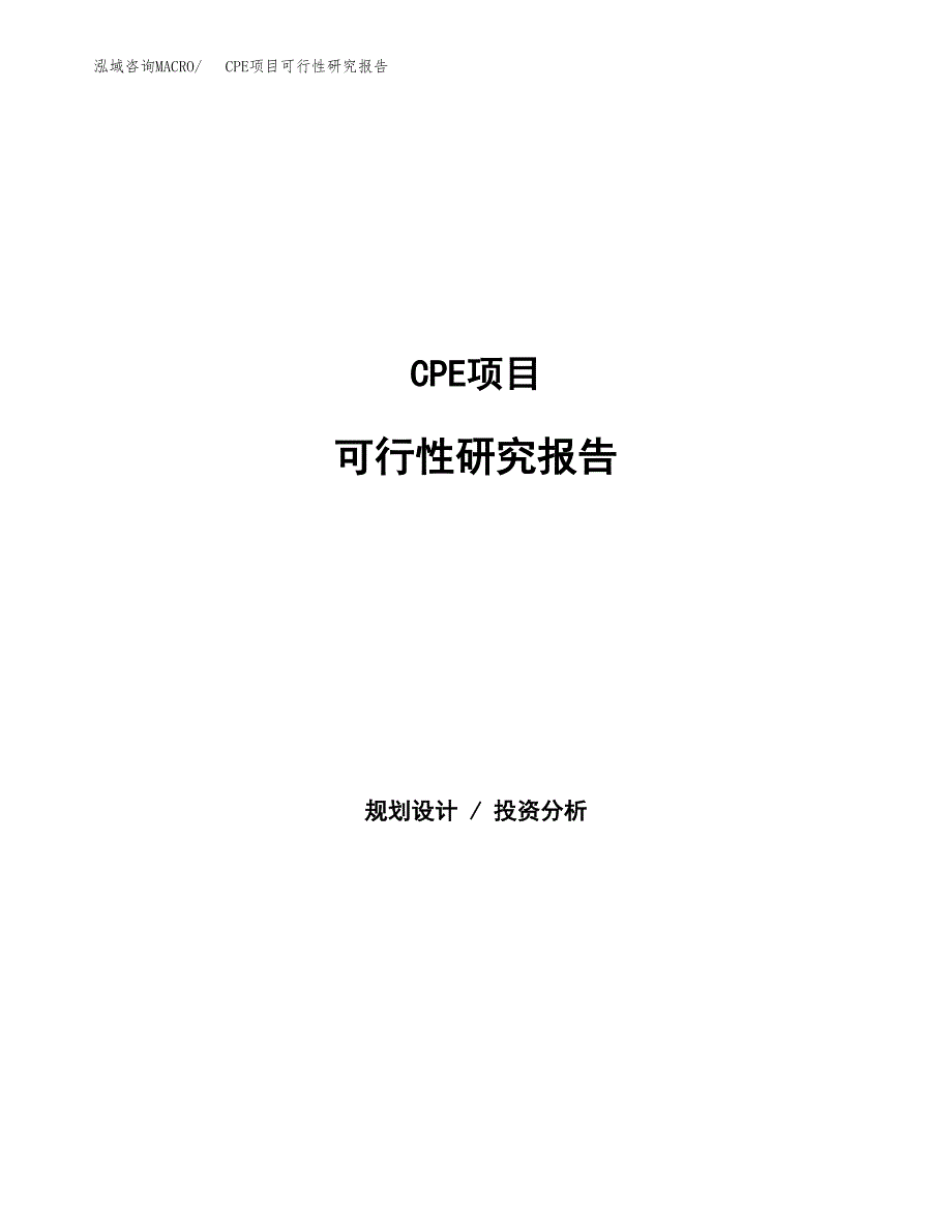 CPE项目可行性研究报告样例参考模板.docx_第1页