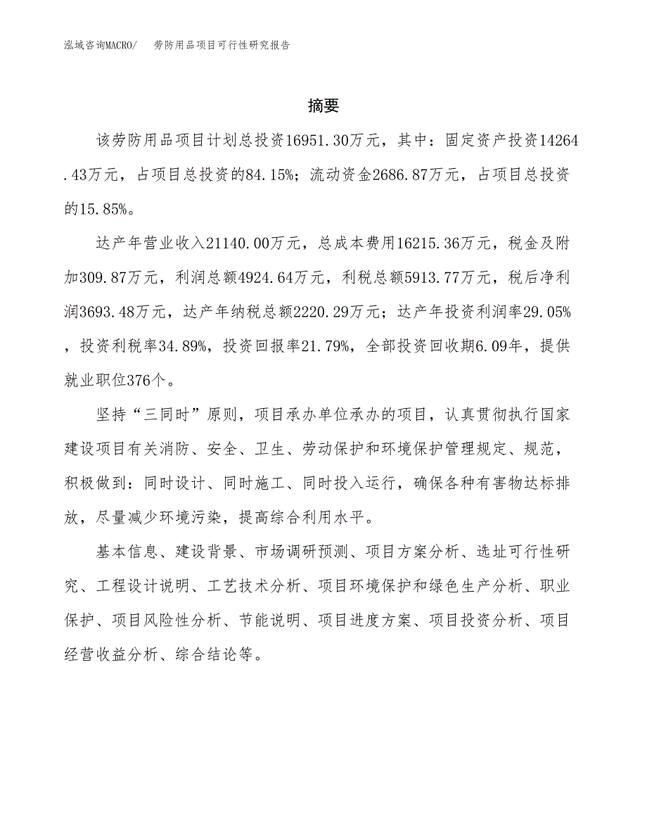 劳防用品项目可行性研究报告样例参考模板.docx_第2页