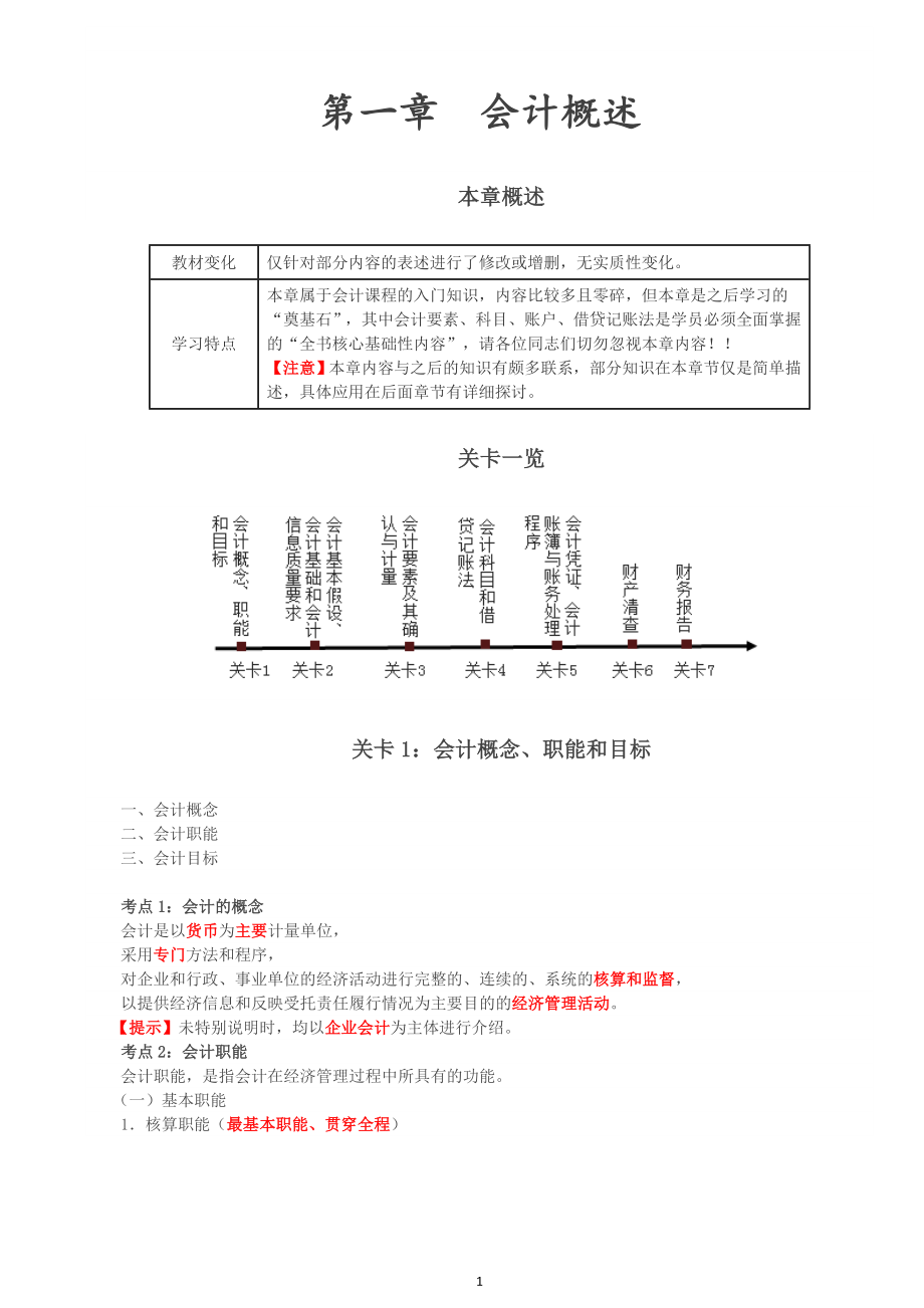 2020年初级会计职称会计实务备考第一轮基础精讲考点重点知识总结配真题_第1页