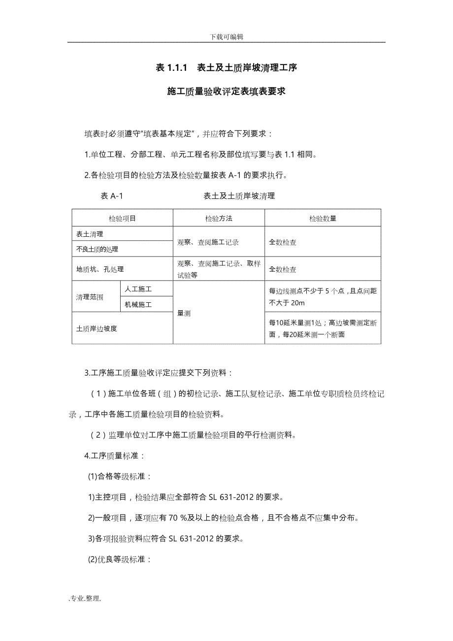 水利水电工程单元工程施工质量验收评定表与填表说明(2016即红皮书)土石方工程评定_第5页