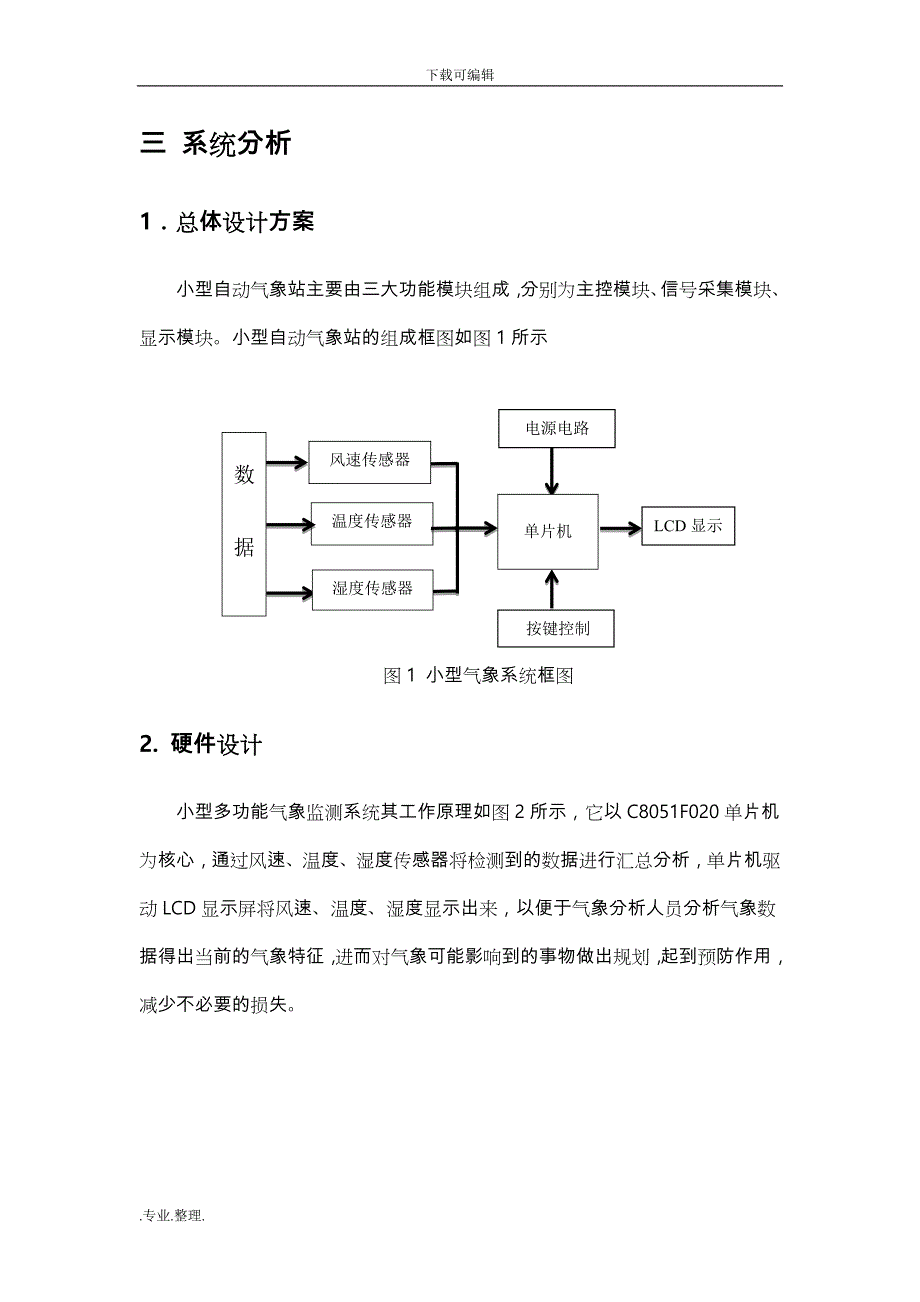 传感器课程设计报告—小型气象监测系统方案_第3页