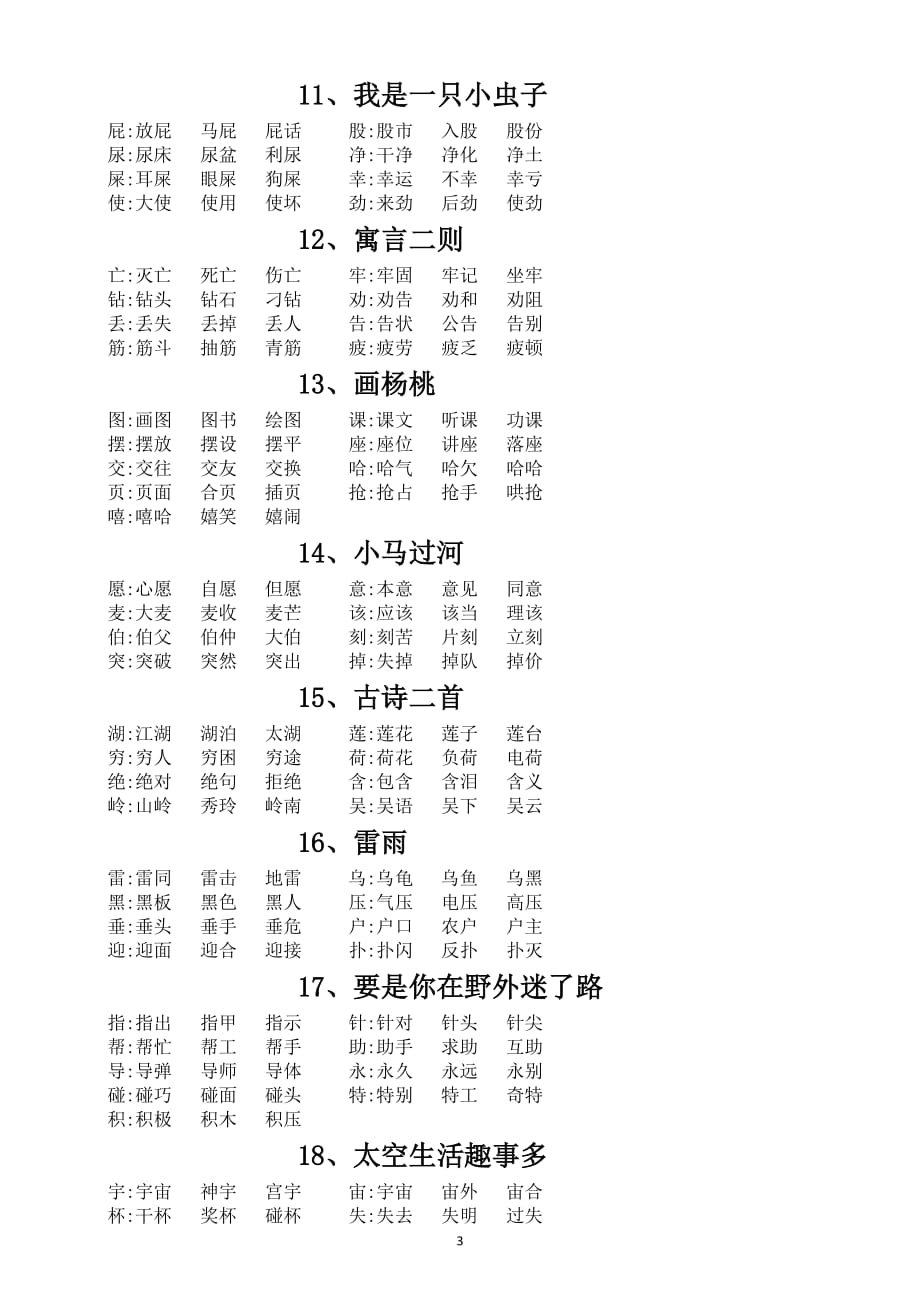 部编版小学语文二年级下册全册生字组词_第4页