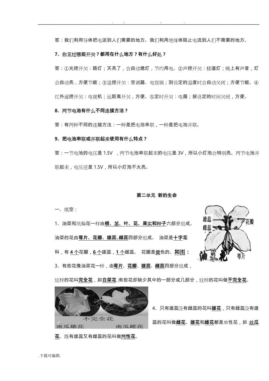 小学科学四年级（下册）(教科版)实验操作和知识点省抽考的复习资料_2_第5页