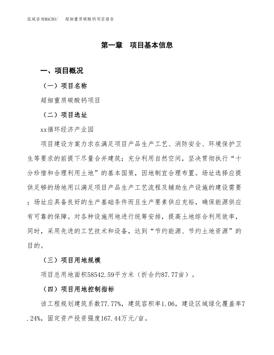 超细重质碳酸钙项目报告.docx_第1页