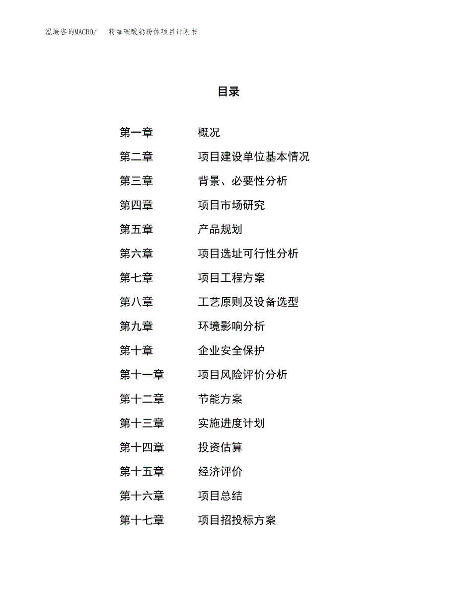 精细碳酸钙粉体项目计划书.docx_第1页