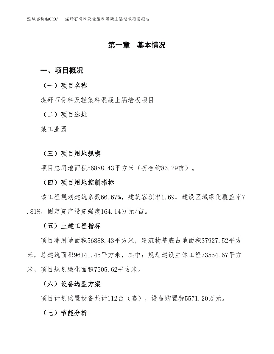 煤矸石骨料及轻集料混凝土隔墙板项目报告.docx_第1页