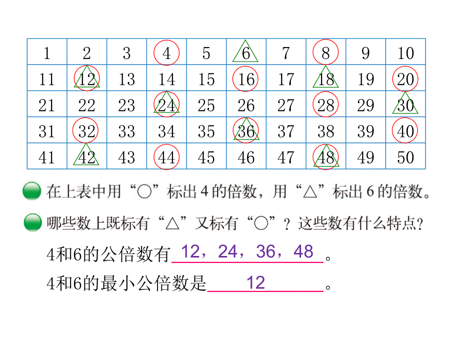 数学北师版五年级上册第5单元 分数的意义第8课时 找最小公倍数_第2页