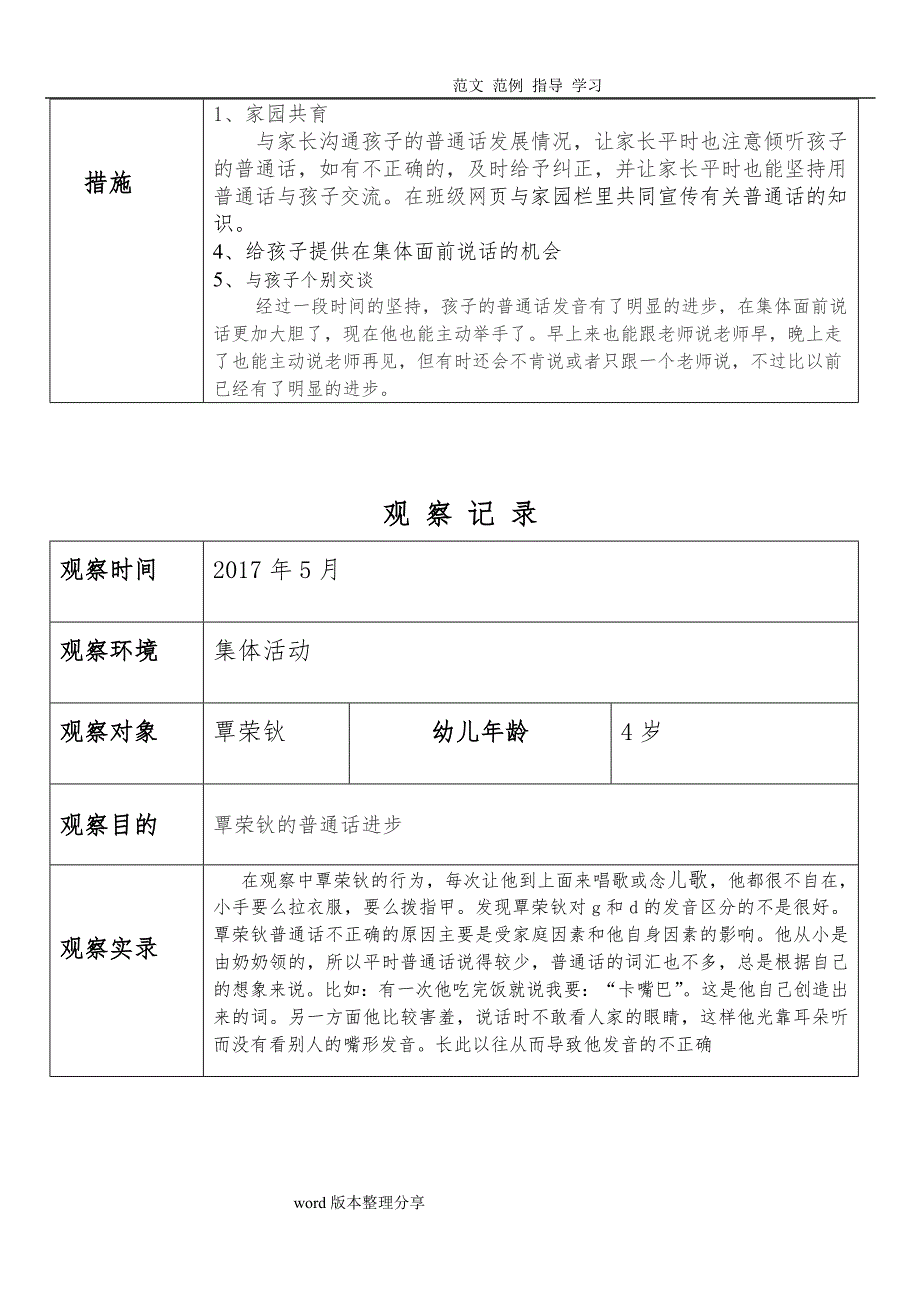 小班幼儿观察记录文本分析措施方案_第3页