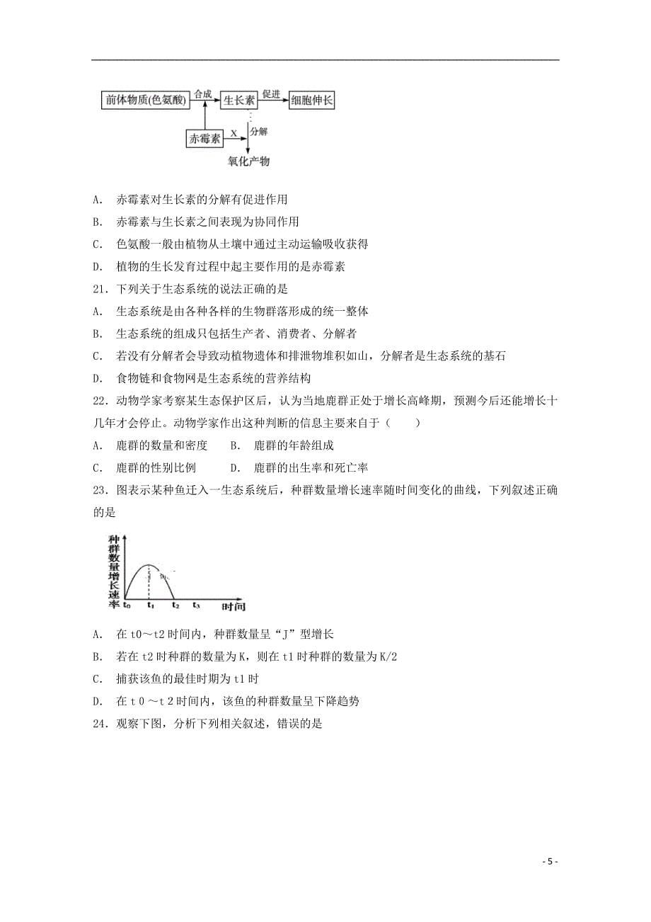 吉林省乾安县第七中学2018_2019学年高二生物上学期期末考试试题201904160358_第5页